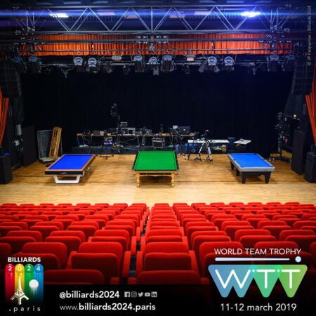 Salle de compétition de billard pour les World Team Trophy