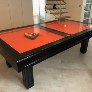 Table de billard convertible equinoxe design noir et orange
