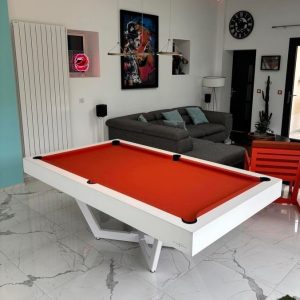 Pi&eacute;tement et cadre de bandes blanc, drap simonis Orange.