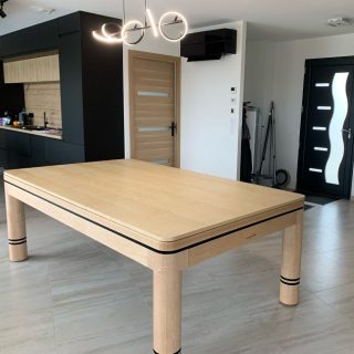 Billard Verso 2m20 hetre naturel et liser&eacute;s noirs