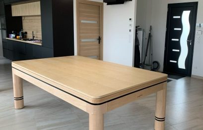 Billard Verso 2m20 hetre naturel et liser&eacute;s noirs